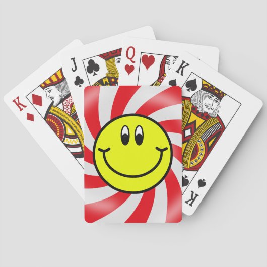 Lächelnd Gesicht Emoji Red Spiral Playing Cards Spielkarten (Rückseite)
