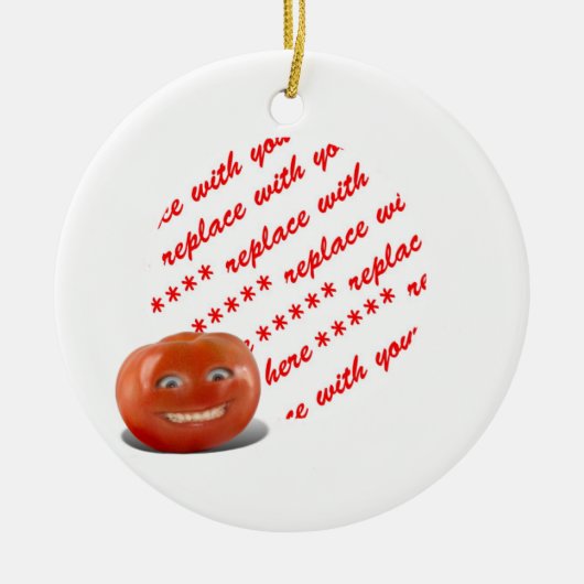 Lächelnd glücklicher Tomato Foto Rahmen Keramik Ornament (Vorne)