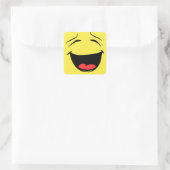 Lächelnd glückliches Gesicht Emoji Quadratischer Aufkleber (Tasche)