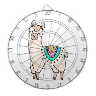 lächelnd glückliches Lama Alpaka Cartoon Tier Zeic Dartscheibe