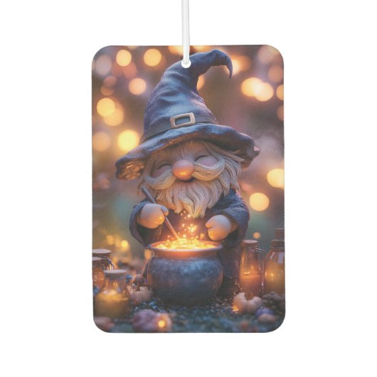 Lächelnd Gnome Stirring Magic Pot Autolufterfrischer (Vorderseite)