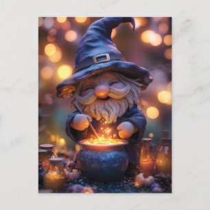 Lächelnd Gnome Stirring Magic Pot Feiertagspostkarte