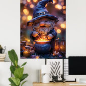 Lächelnd Gnome Stirring Magic Pot Poster (Heimbüro)
