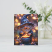 Lächelnd Gnome Stirring Magic Pot Postkarte (Stehend Vorderseite)