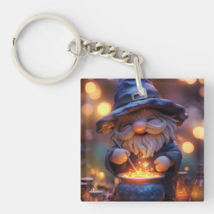 Lächelnd Gnome Stirring Magic Pot Schlüsselanhänger