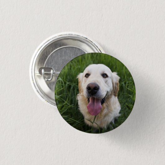 Lächelnd Golden Retriever Button (Vorne & Hinten)