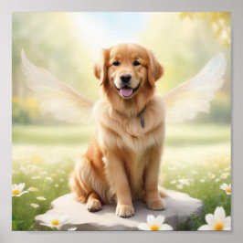 Lächelnd Golden Retriever mit Flügeln Poster