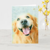 Lächelnd Goldener Retriever in Wasserfarbe Karte (Gelbe Blume)