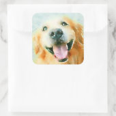 Lächelnd Goldener Retriever in Wasserfarbe Quadratischer Aufkleber (Tasche)