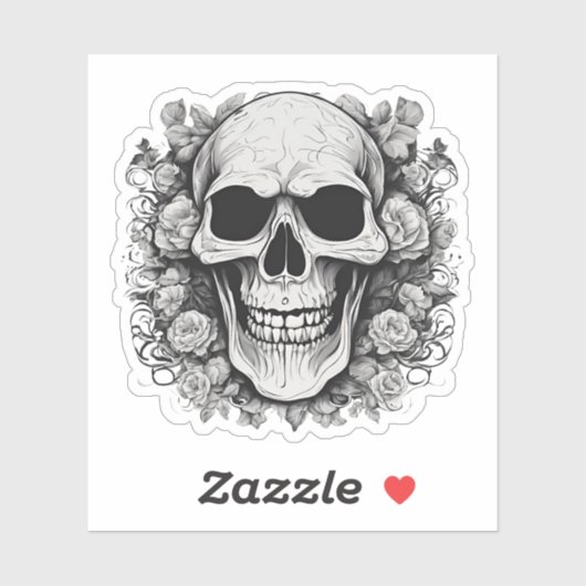 Lächelnd gotischer Schädel wasserdicht Aufkleber (Blatt)