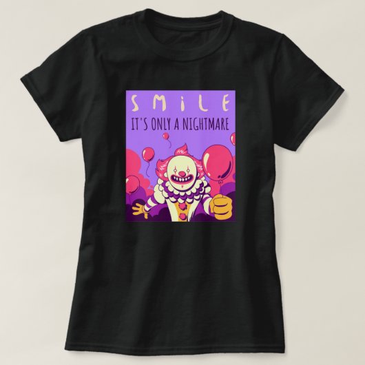 Lächelnd gruselig beängstigender Clownalbtraum T-Shirt (Design vorne)