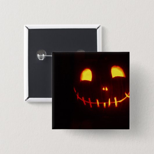 Lächelnd Halloween Jack-o-Lantern Button (Vorne & Hinten)