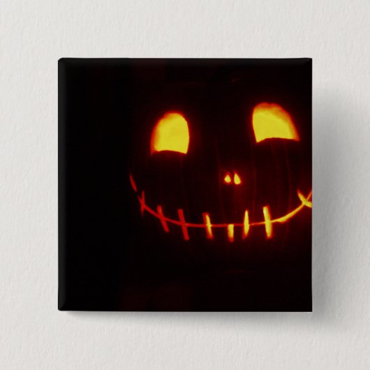 Lächelnd Halloween Jack-o-Lantern Button (Vorderseite)