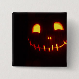 Lächelnd Halloween Jack-o-Lantern Button