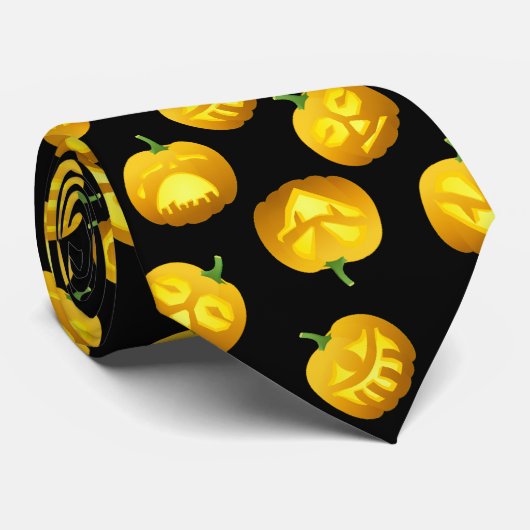 Lächelnd Halloween Jack-o-Lantern Krawatte (Gerollt)
