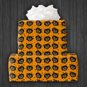 Lächelnd Halloween schwarze Katze Gesichter Orange Geschenkpapier