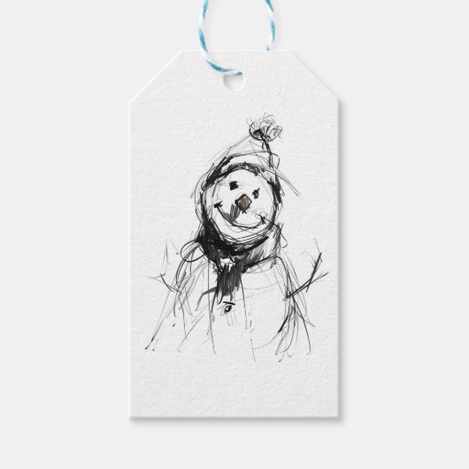 Lächelnd Happy Snowman Geschenkanhänger (Vorderseite)