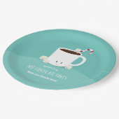 Lächelnd heiße Schokolade Aquamarine Weihnachten Pappteller (Schrägansicht)