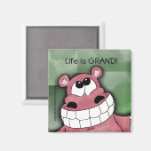 Lächelnd Hippo-Pink Magnet (Vorderseite/Rückseite)