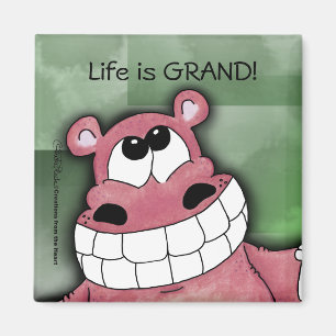 Lächelnd Hippo-Pink Magnet