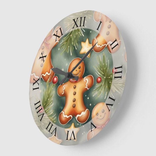 Lächelnd Ingwer Bäuerin Weihnachtsmuster Große Wanduhr (Winkel)