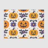 Lächelnd Jack-O'-Lanterns Purple Flowers Seidenpapier (Vorderseite)