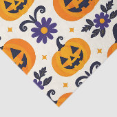 Lächelnd Jack-O'-Lanterns Purple Flowers Seidenpapier (Ausschnitt)