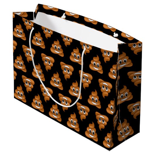 Lächelnd Kackend Emoji-Geschenktasche Große Geschenktüte (Rückseite Schrägansicht)