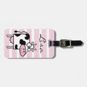 Lächelnd Kuh Girly Animal Print Mit Monogramm Gepäckanhänger (Vorderseite horizontal)
