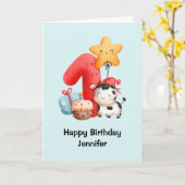 Lächelnd Kuh Niedlich Adorable First Birthday Card Karte (Gelbe Blume)