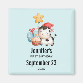 Lächelnd Kuh Niedlich Adorable Geburtstag Save the Magnet