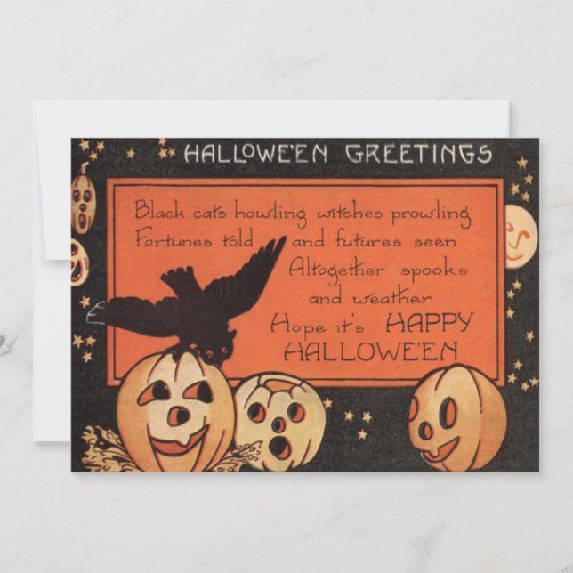 Lächelnd Kürbislaterne Pumpkin Owl Man im Mond (Vorderseite)