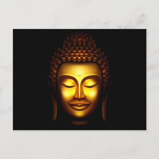 Lächelnd Lord Buddha Gold und Black Postkarte (Vorderseite)