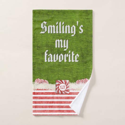 "Lächelnd mein Lieblings" Weihnachtself-Zitat Badhandtuch Set (Handtuch)