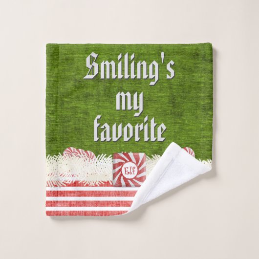 "Lächelnd mein Lieblings" Weihnachtself-Zitat Badhandtuch Set (Waschlappen)