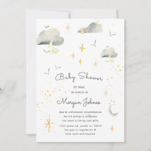 Lächelnd Mond Stars Baby Dusche per E-Mail Einladu