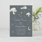 Lächelnd Mond Stars Baby Dusche per E-Mail Einladu (Stehend Vorderseite)