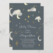 Lächelnd Mond Stars Baby Dusche per E-Mail Einladu (Vorne/Hinten)
