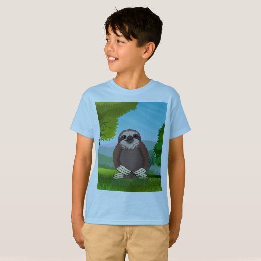 Lächelnd Niedliches Faultier Mit Monogramm T-Shirt (Vorne ganz)