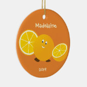 Lächelnd Orange Fruit Year Name Keramik Ornament (Rechts)
