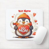 Lächelnd Pinguin hält Herzzeichen MEINE MAMA Mousepad (Mit Mouse)