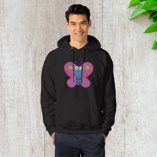 Lächelnd Pink Butterfly Mens Hoodie