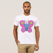 Lächelnd Pink Butterfly Mens T - Shirt (Vorne ganz)