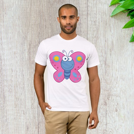 Lächelnd Pink Butterfly Mens T - Shirt