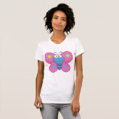 Lächelnd Pink Butterfly Weibchen T - Shirt (Vorne ganz)
