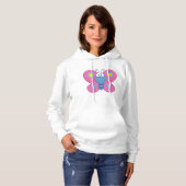 Lächelnd Pink Butterfly Womens Hoodie (Vorne ganz)