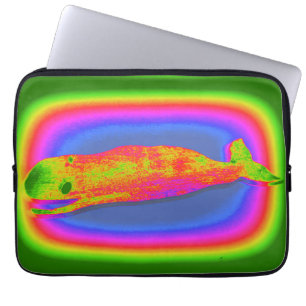 Lächelnd psychedelischer Wal Laptop Ärmel Laptopschutzhülle