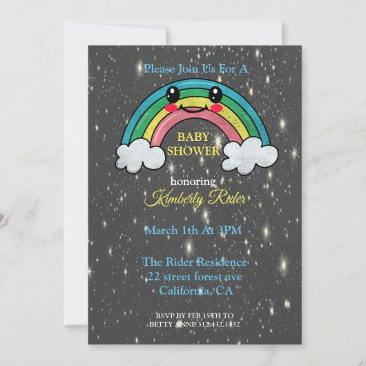 Lächelnd Rainbow Baby Shower Einladung (Vorderseite)