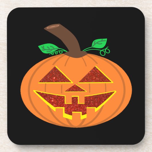 Lächelnd Red Mit Augen Happy Halloween Pumpkin Unt Getränkeuntersetzer (Vorderseite)