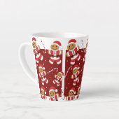 Lächelnd Red White Illustriert Gingerbread Santa Milchtasse (Linke Ecke)